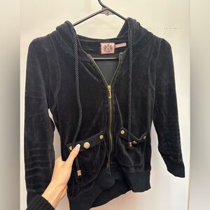 Juicy Couture Size P / XS Zip Up Hoodie Y2K black gold cotton $125